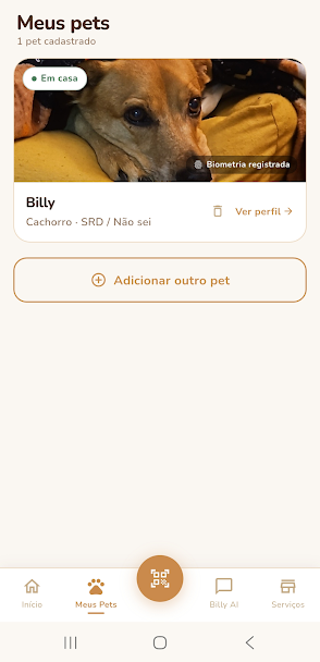 Billy App: lista de pets cadastrados