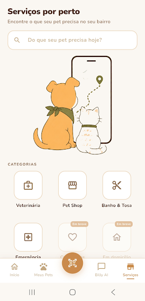 Billy App: busca de serviços pet nas proximidades